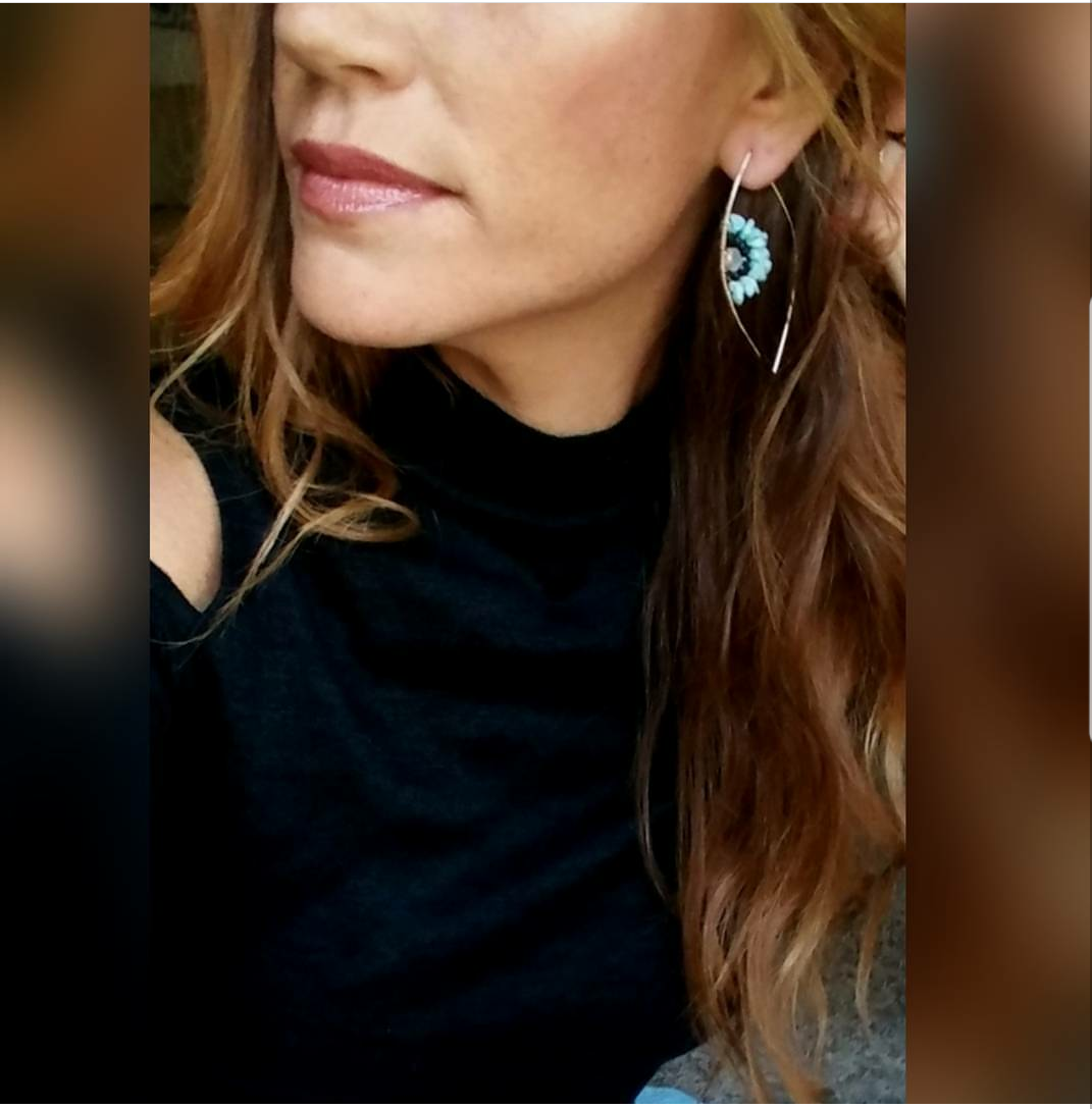 Larimar And Spinel Threader Earrings