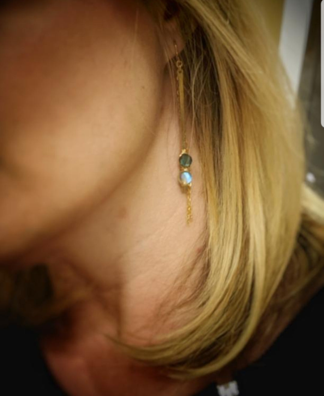 Labradorite Bar Earrings