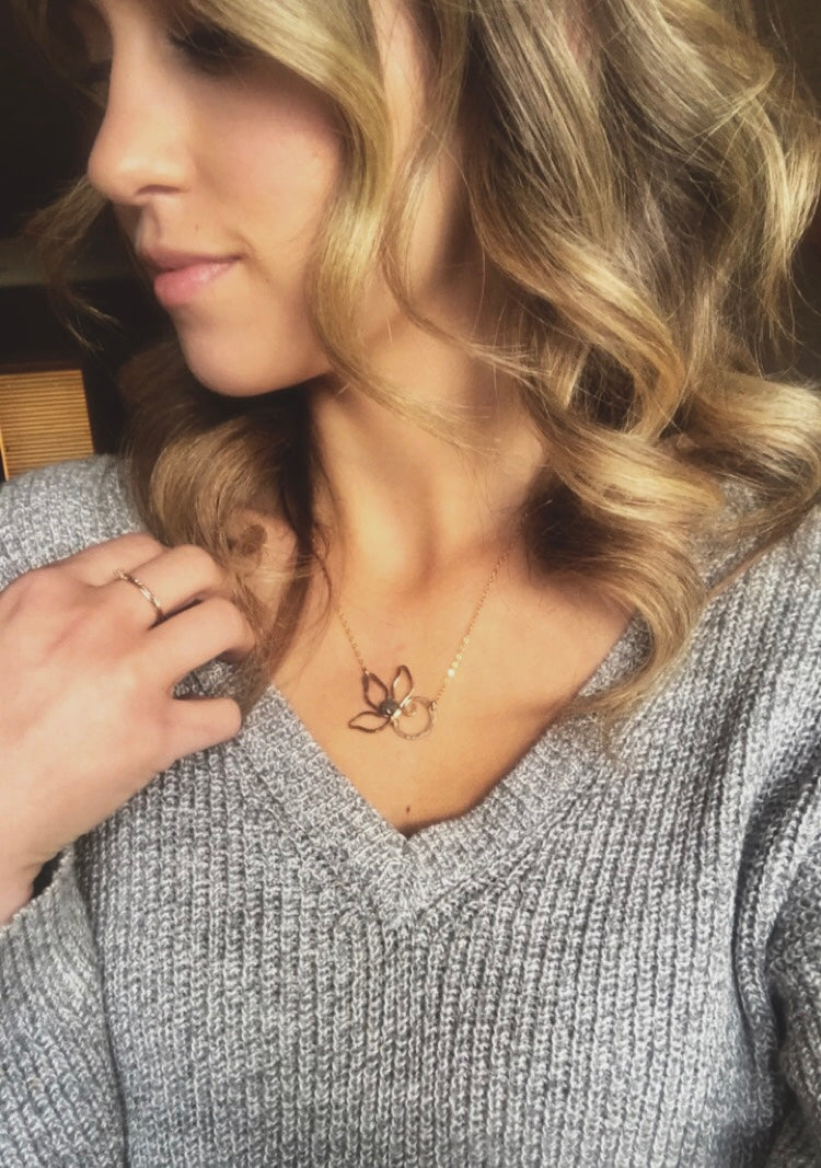 Circle Of Life Lotus Flower Necklace With Labradorite