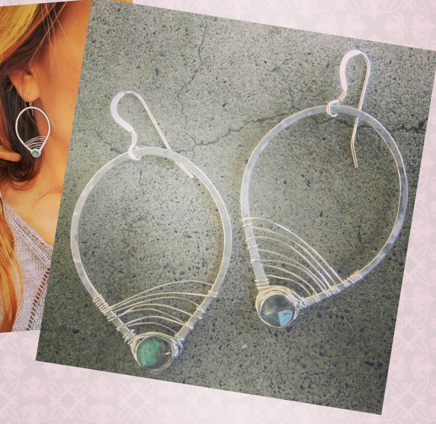 Upside Down Hoops Earrings With Labradorite