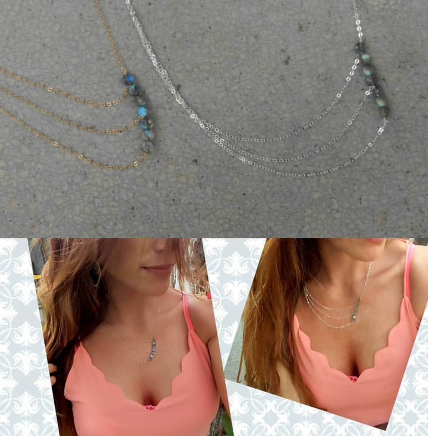 Triple Side Labradorite Necklace