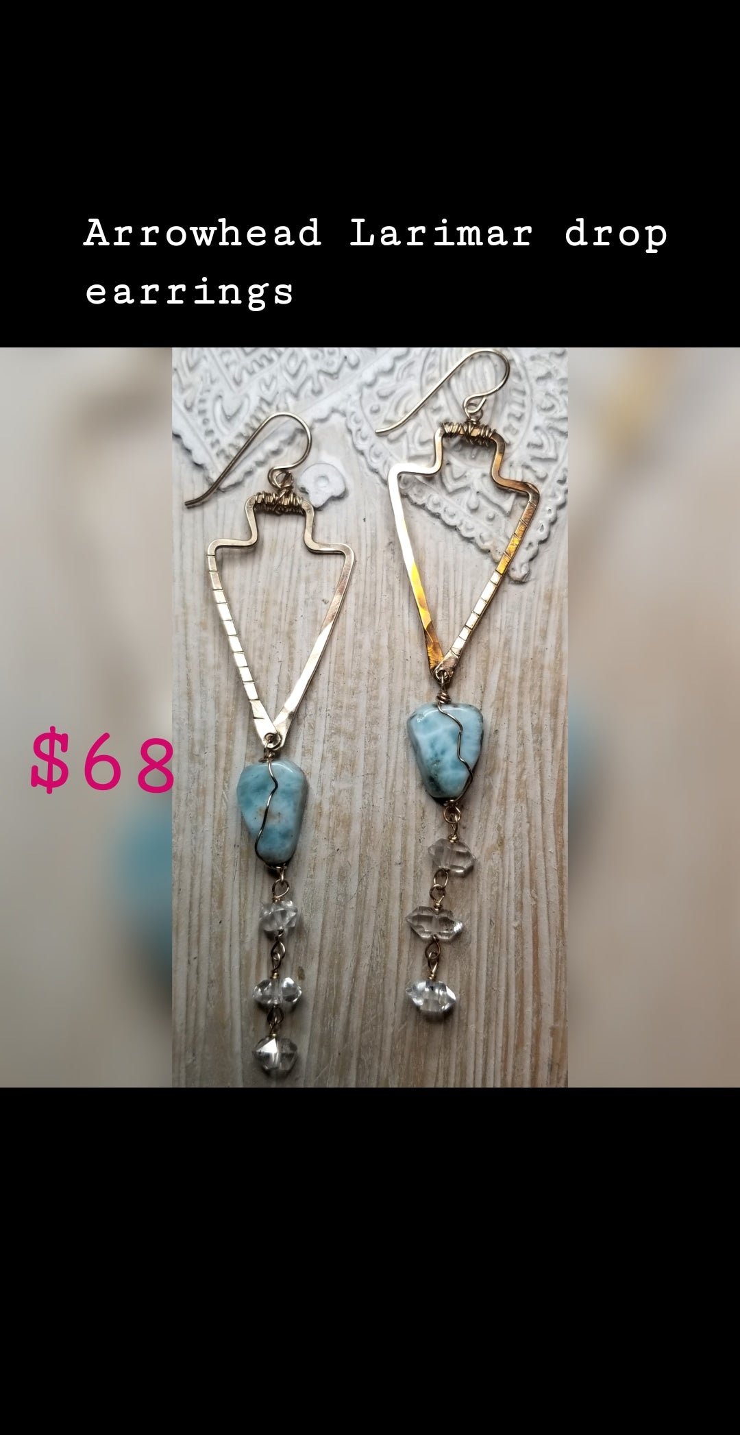 Arrowhead Larimar drop earrings
