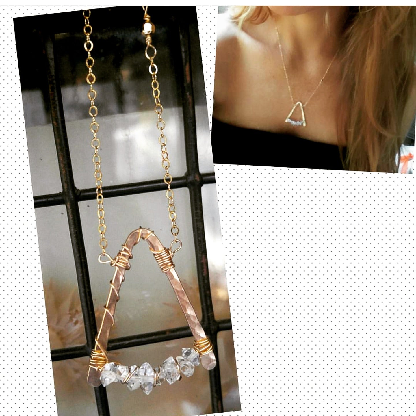 Upside Down V Herkimer  Diamond Necklace