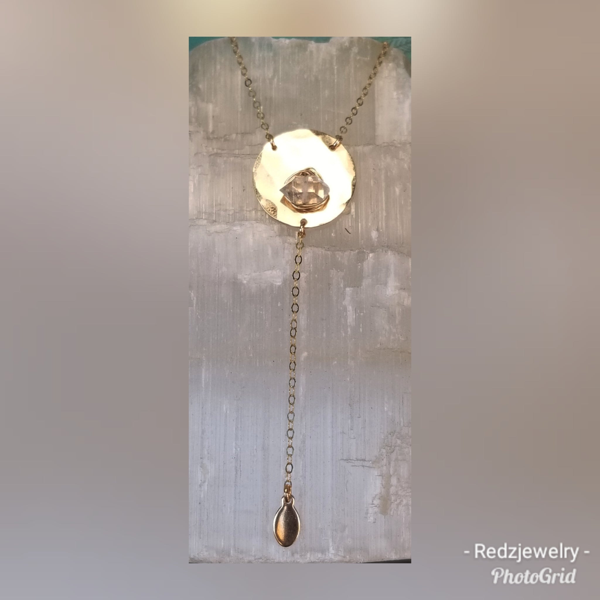 Herkimer Coin Disc necklace