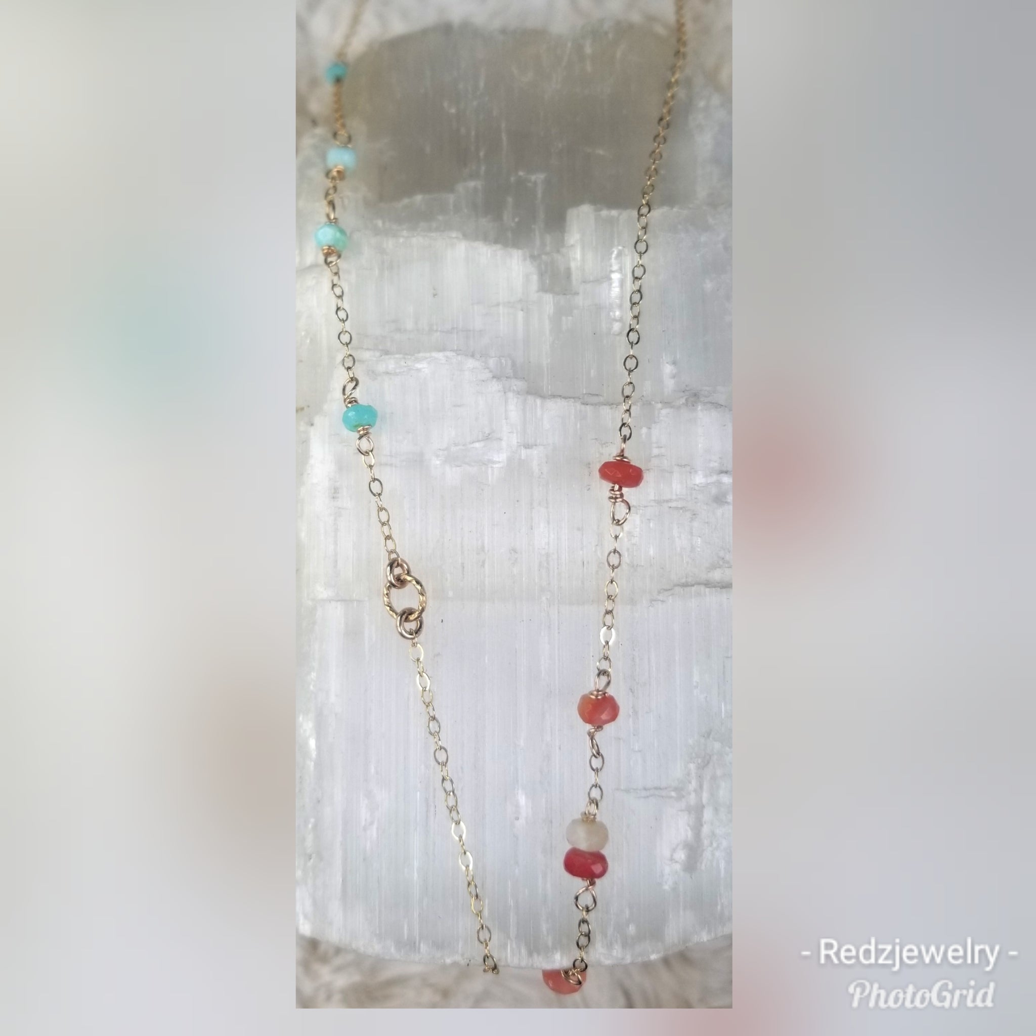 Orange and Blue crystal necklace