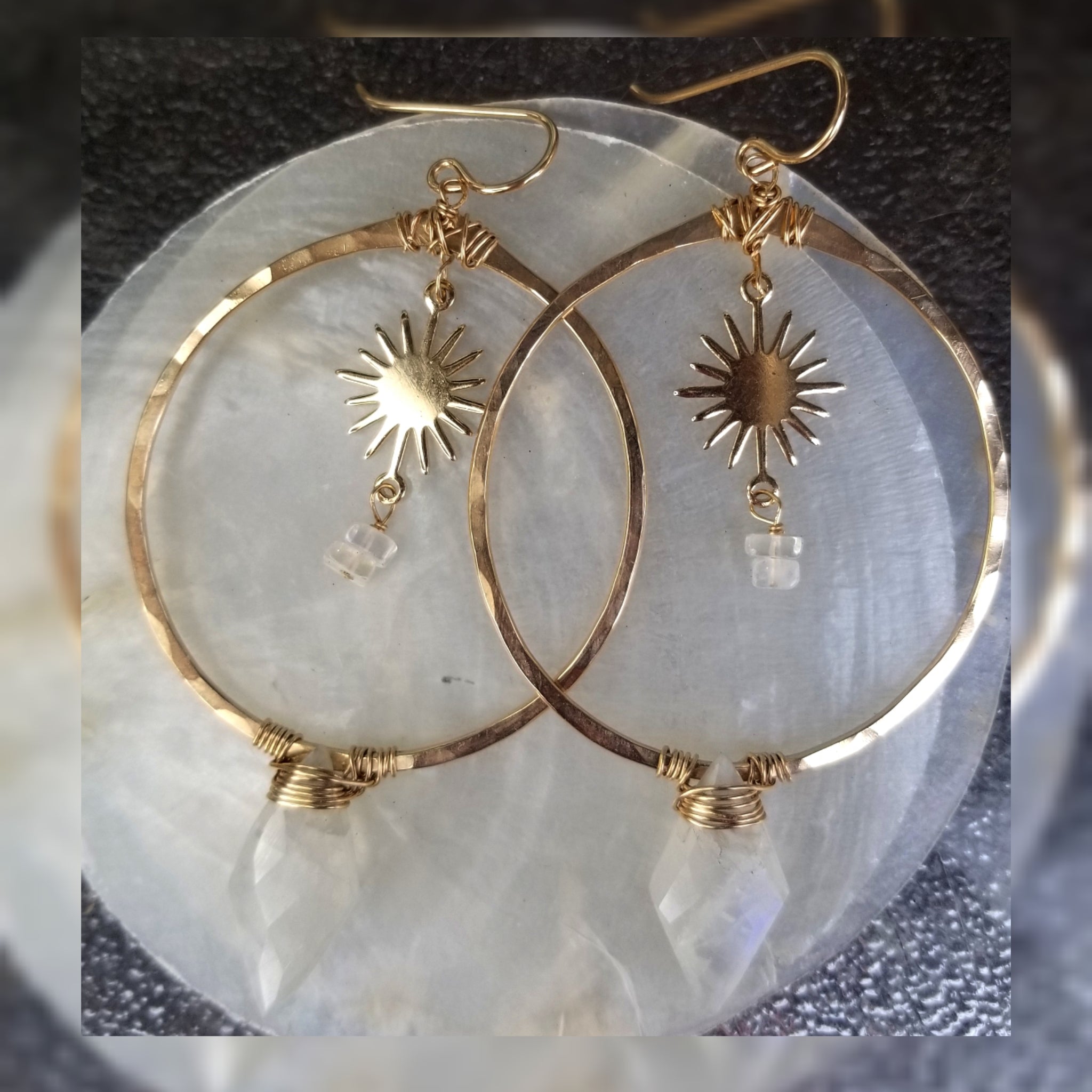 Sun and Moonstone Hoops