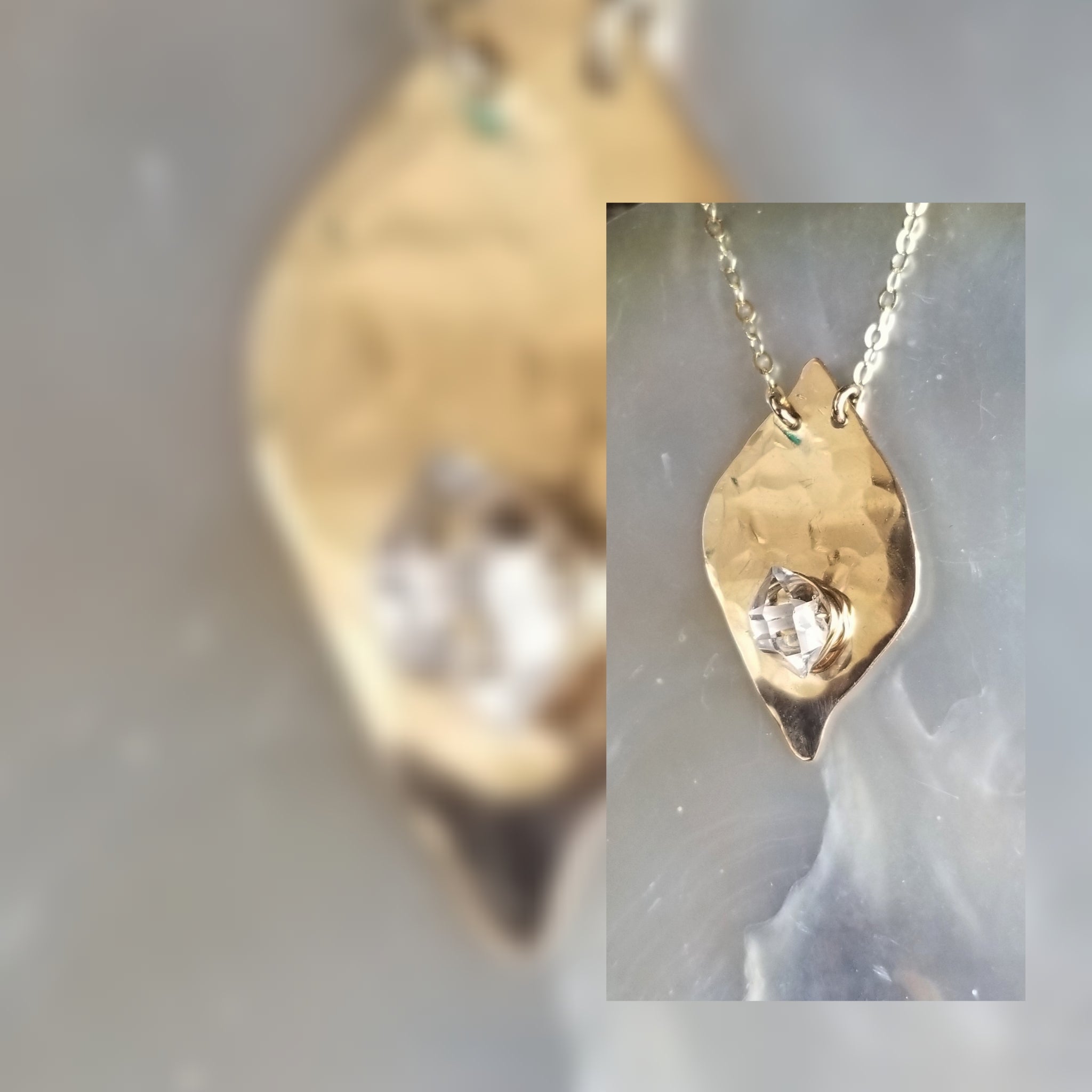 Organic Herkimer Leaf necklace