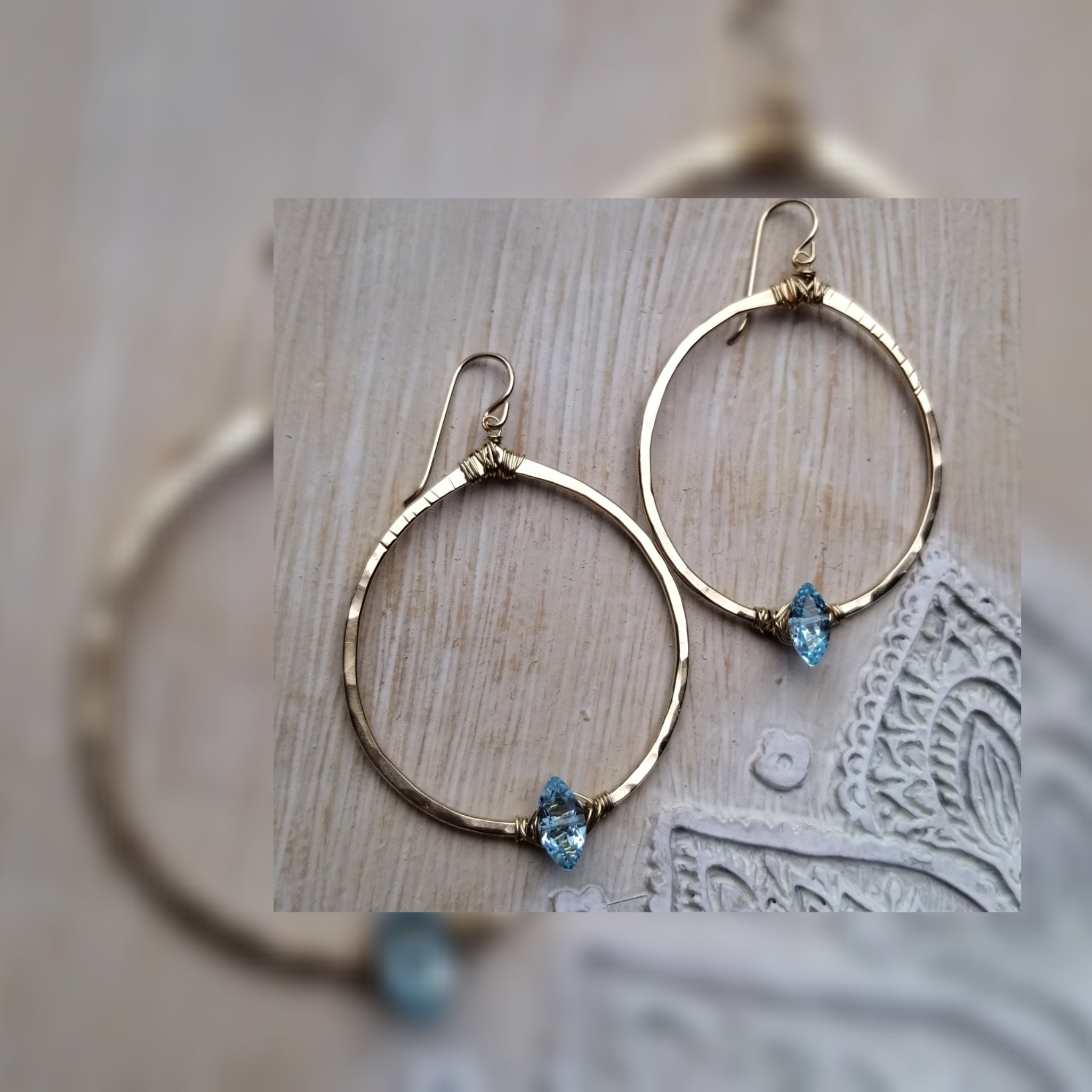 Blue Topaz Hoops
