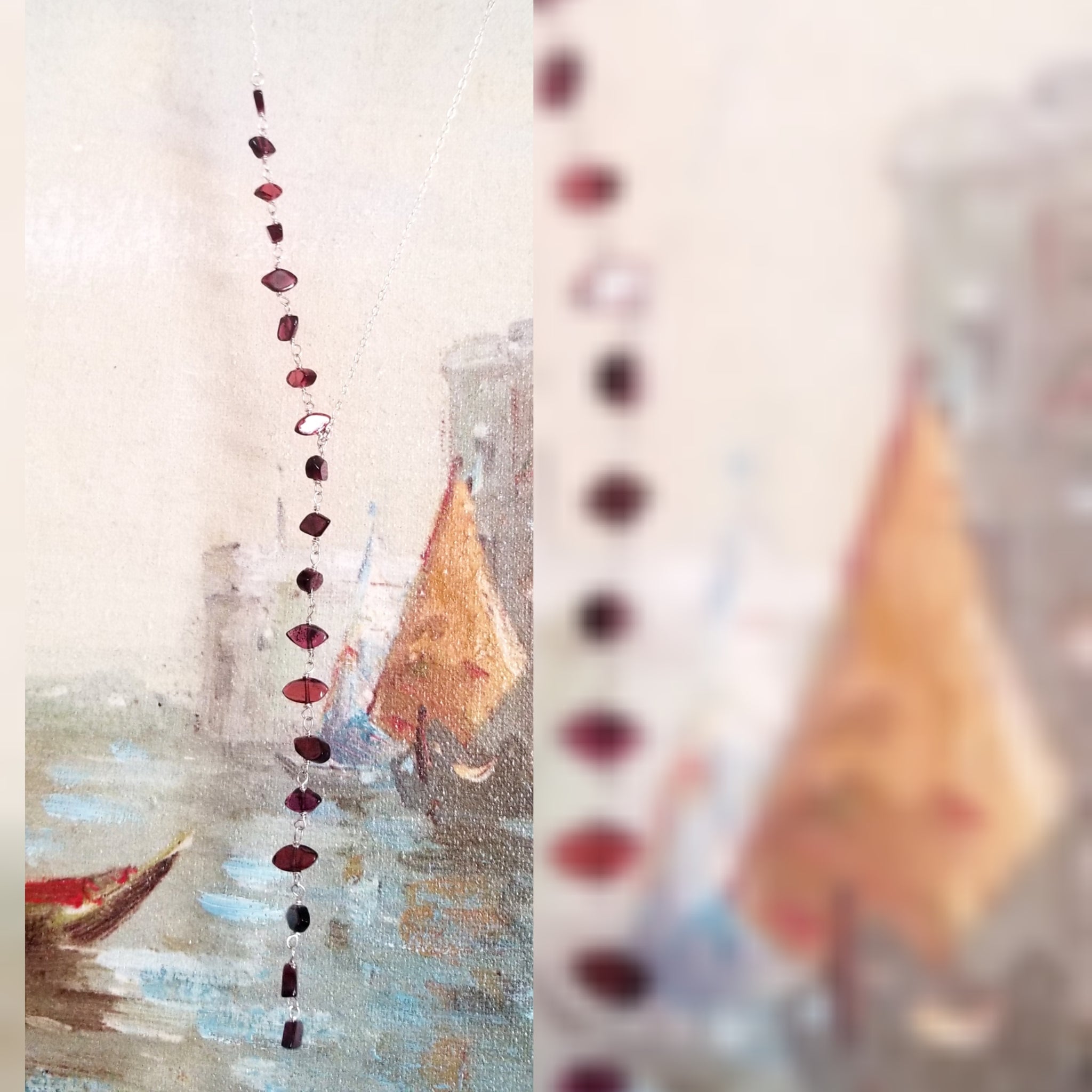 To The Side Necklace with Gemstones