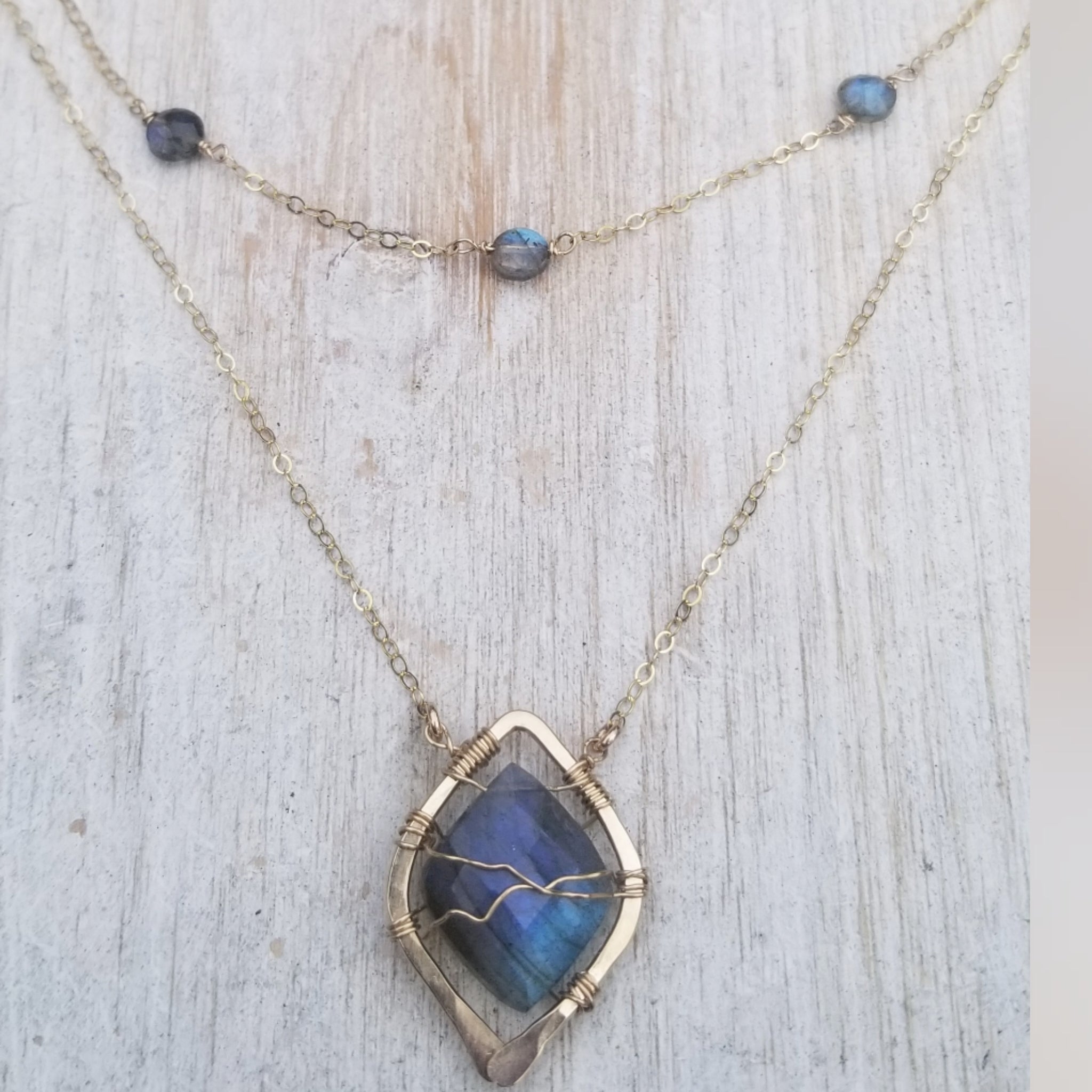 Layered labradorite necklace