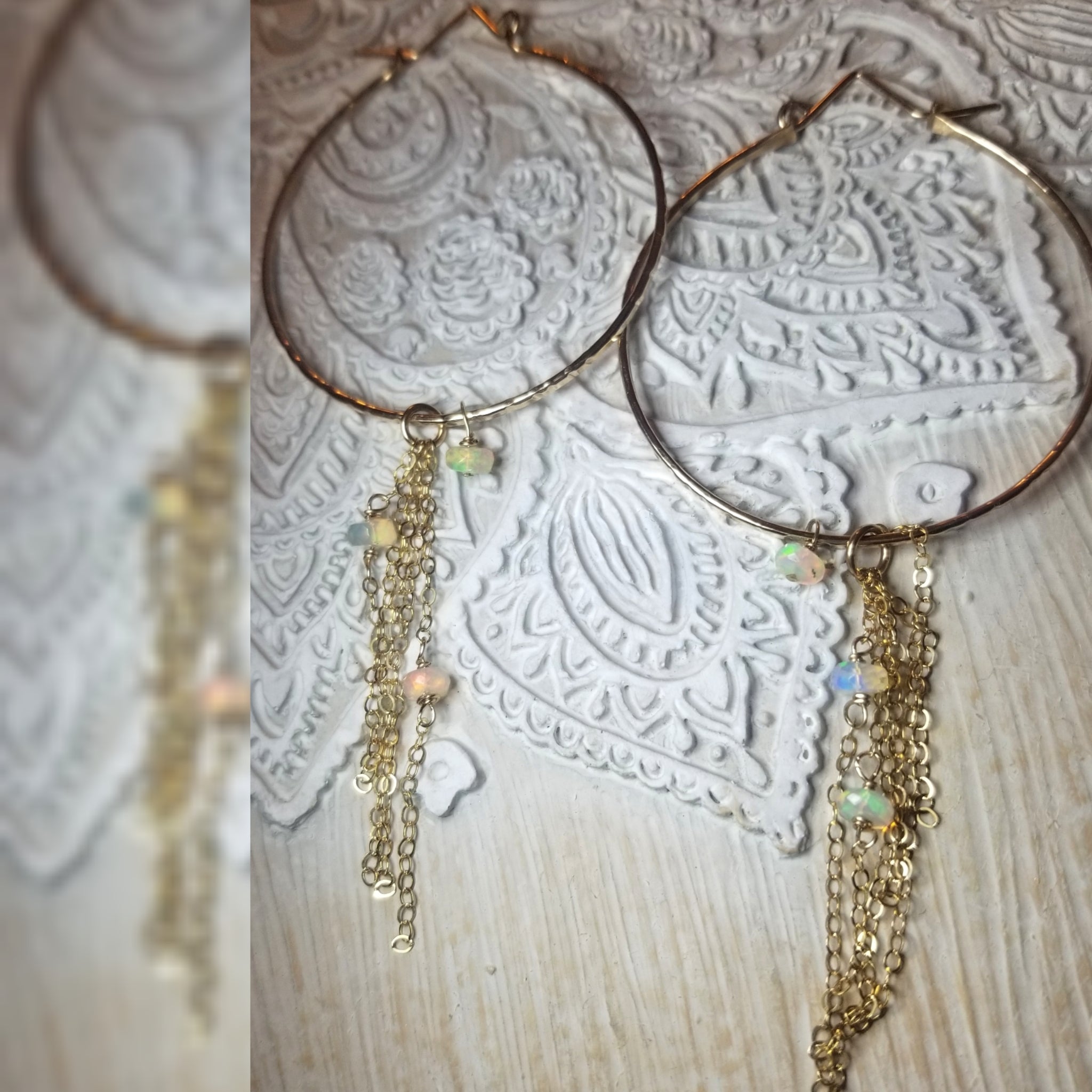 Raining opals Hoops