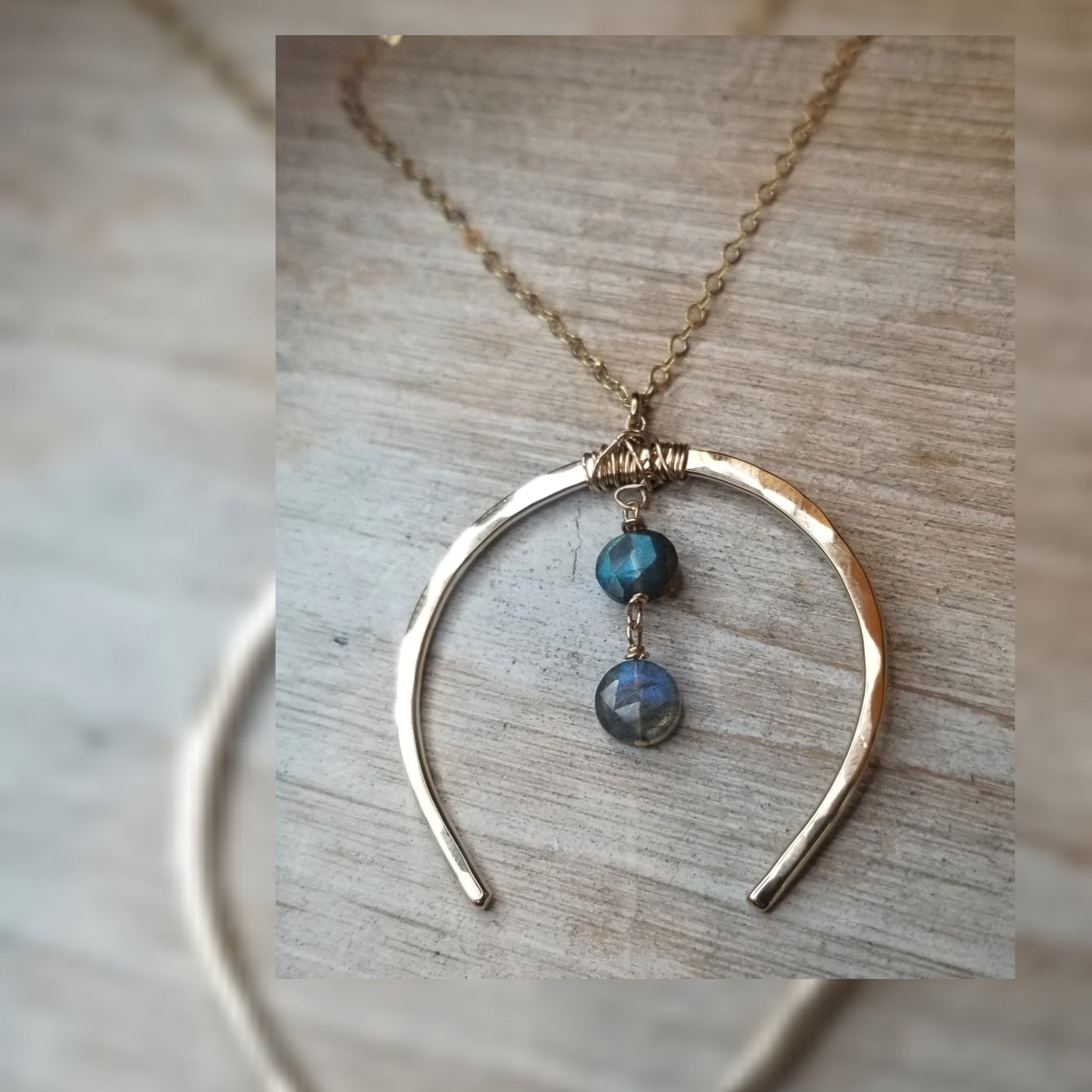 Double Labradorite Crescent necklace