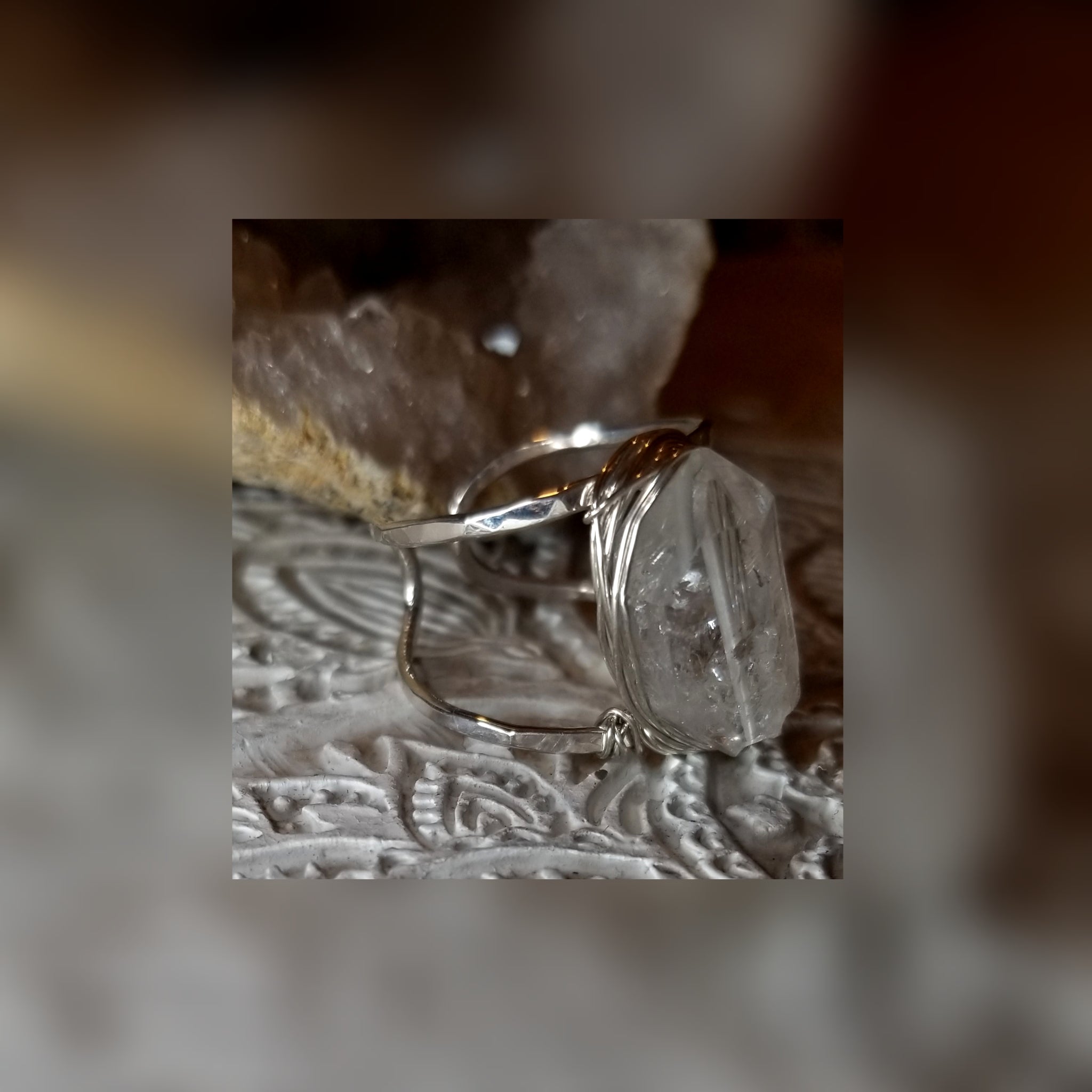 Raw Herkimer Diamond Ring