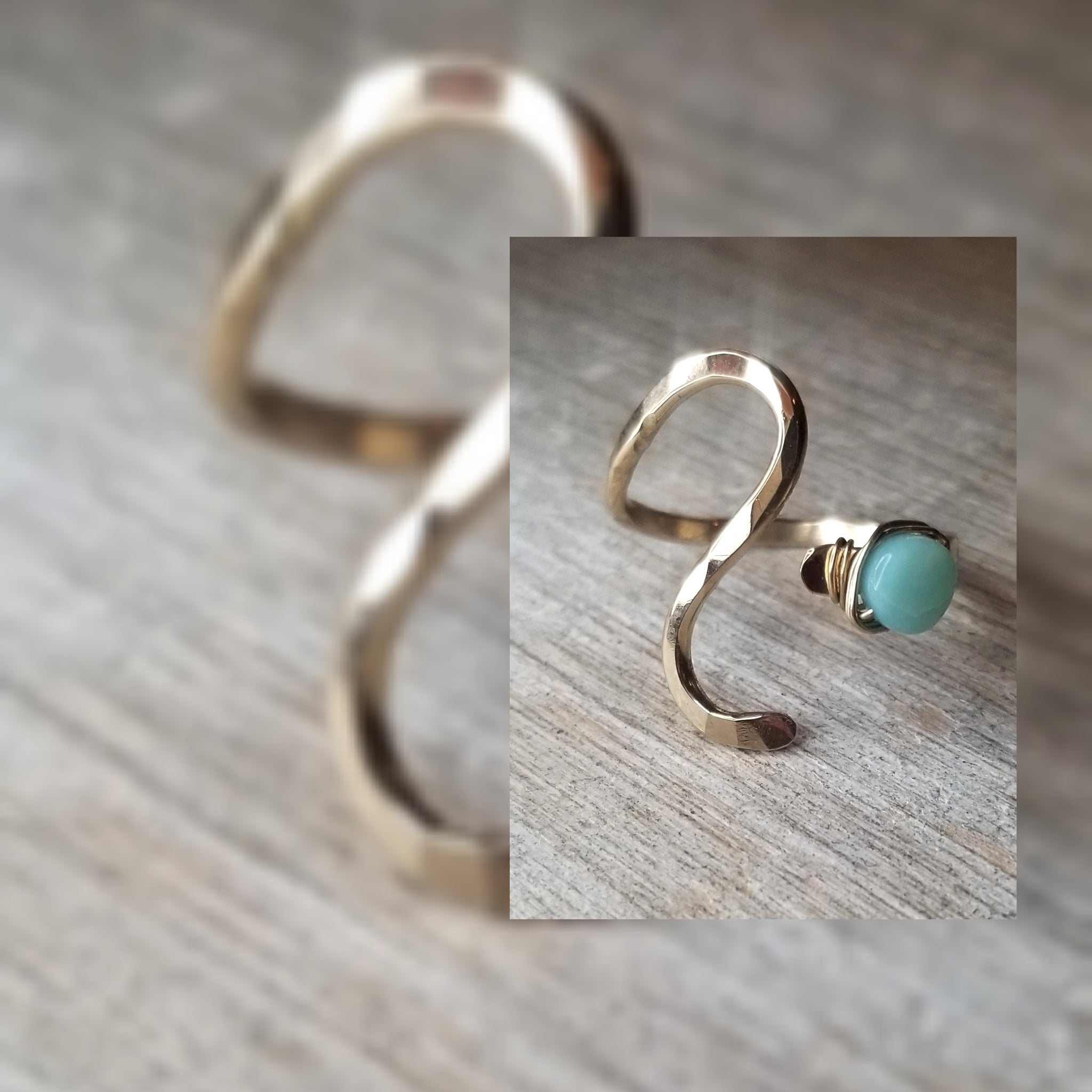 Peruvian opal  S curve ring