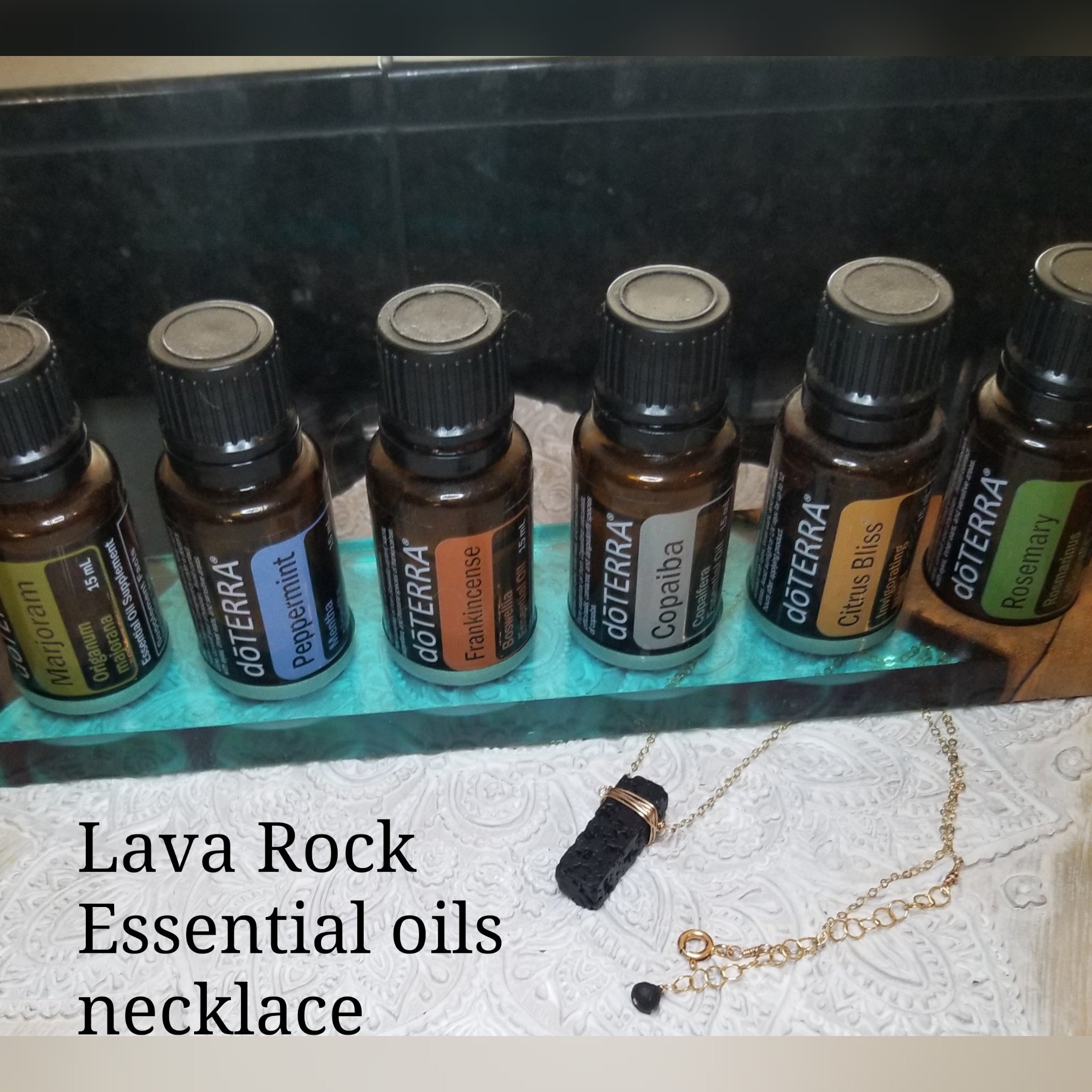 Rectangle Lava Rock Necklace