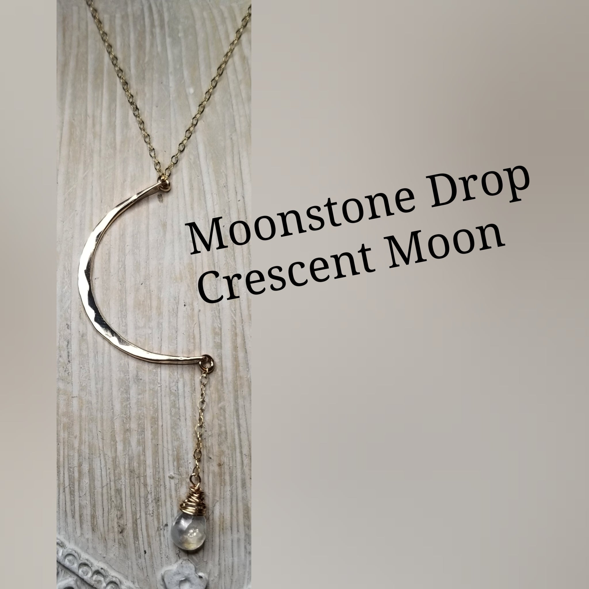 Moonstone Drop Crescent necklace