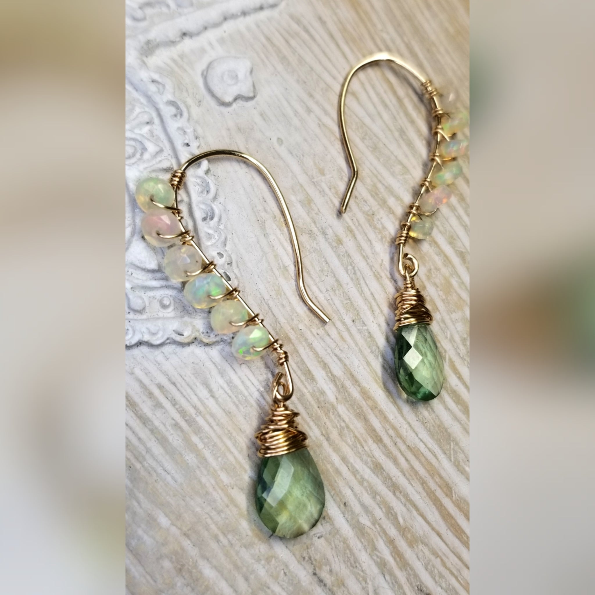 Opal Sea Horse Earrings
