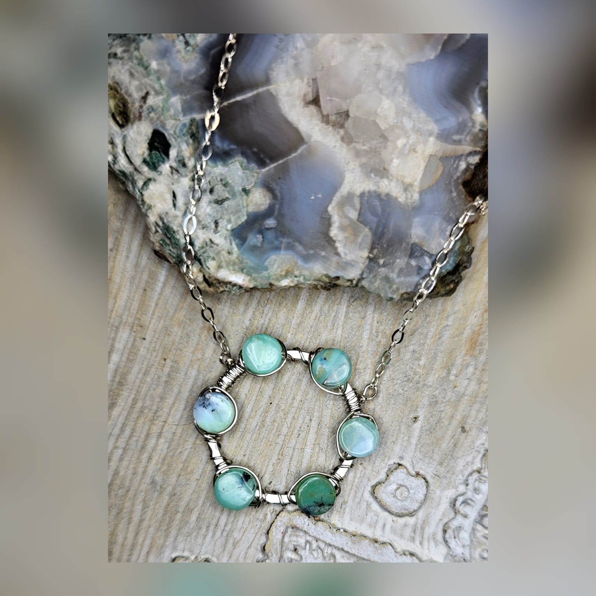 Peruvian opal circle necklace