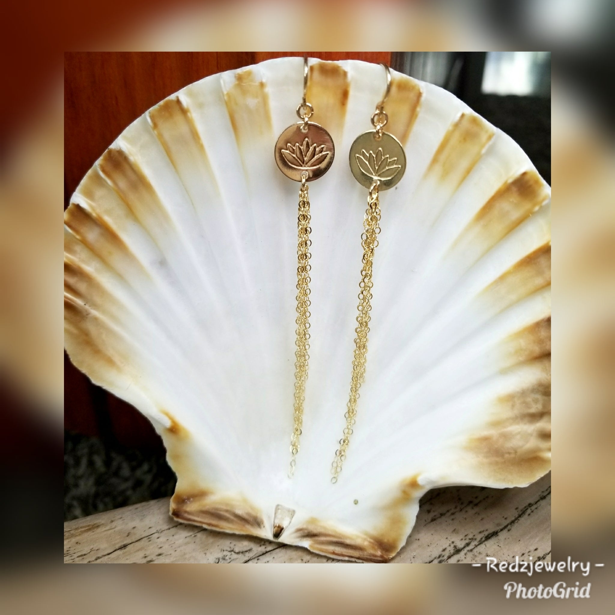 Lotus coin chain earrings