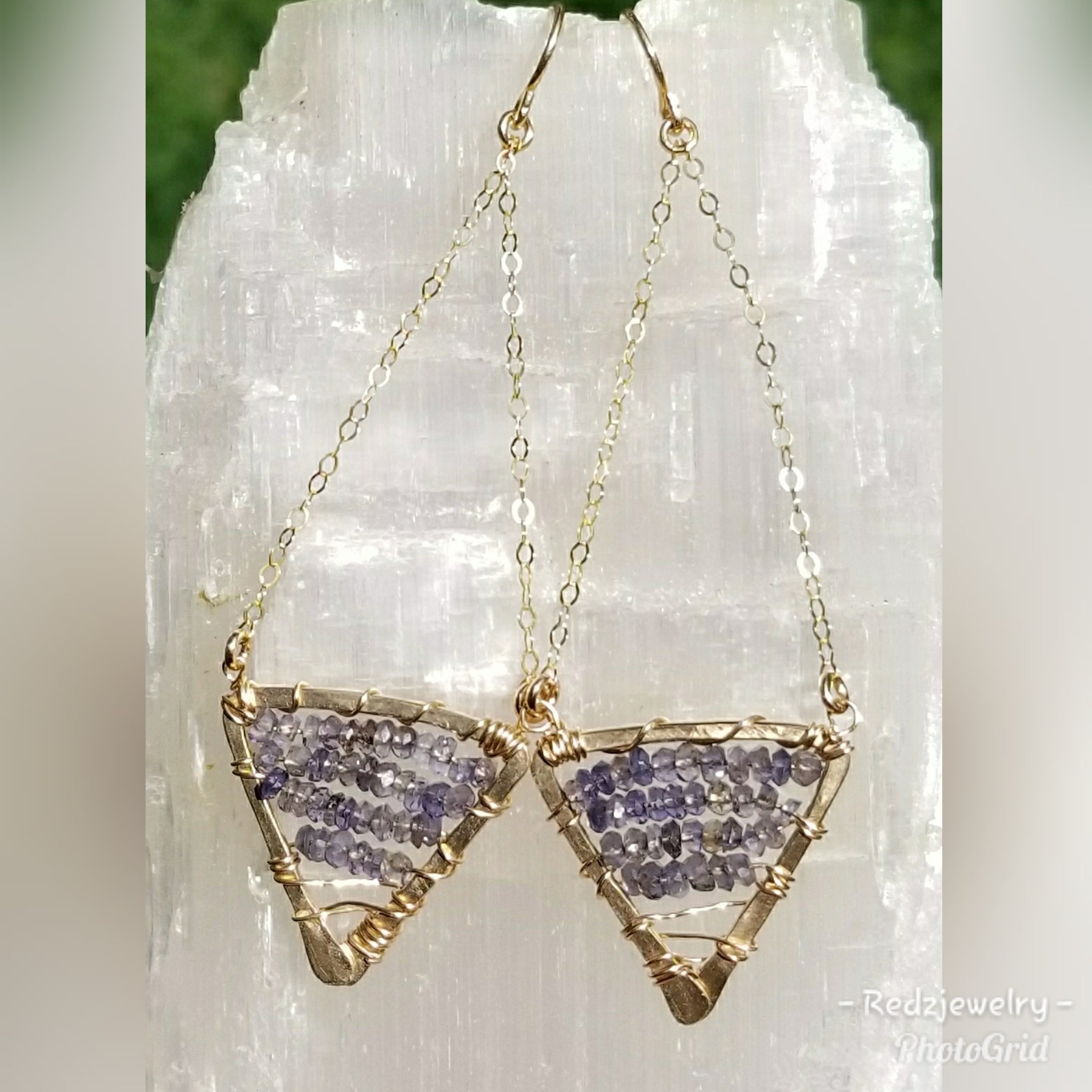 Custom Semi precious triangle stone  earrings