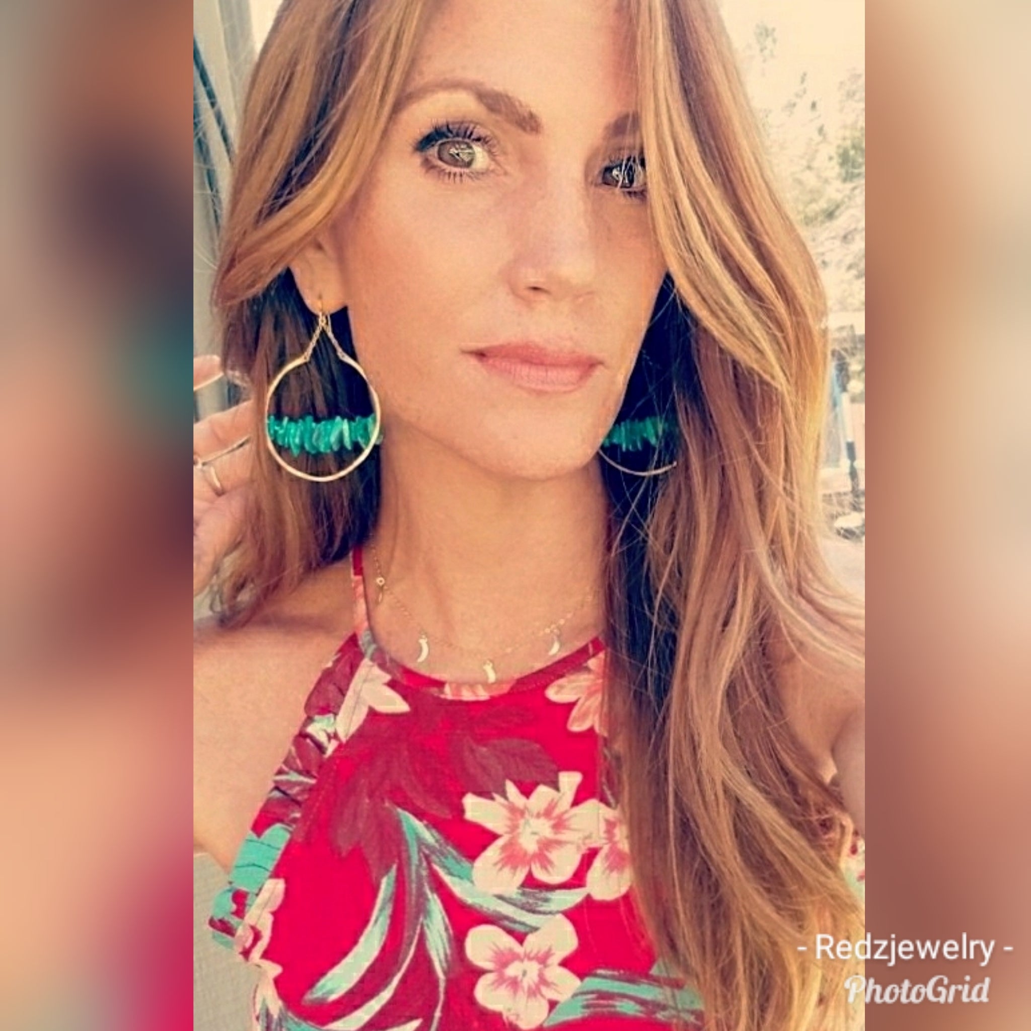 Turquoise statement hoops