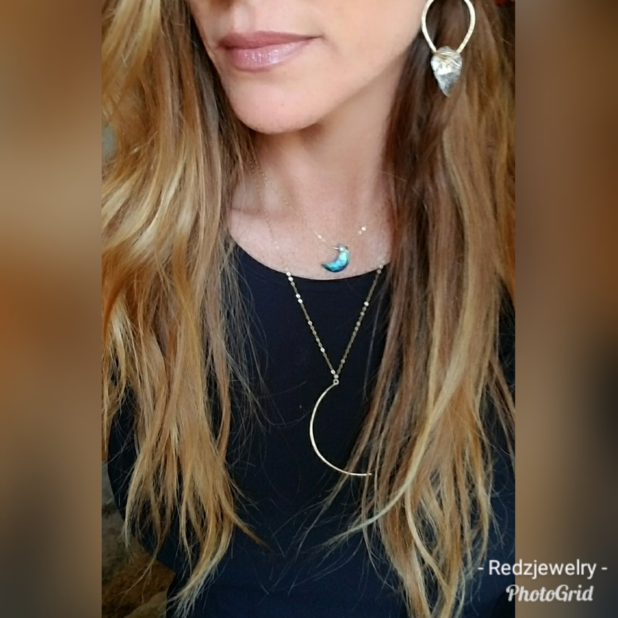 Faceted Labradorite Crescent Moon