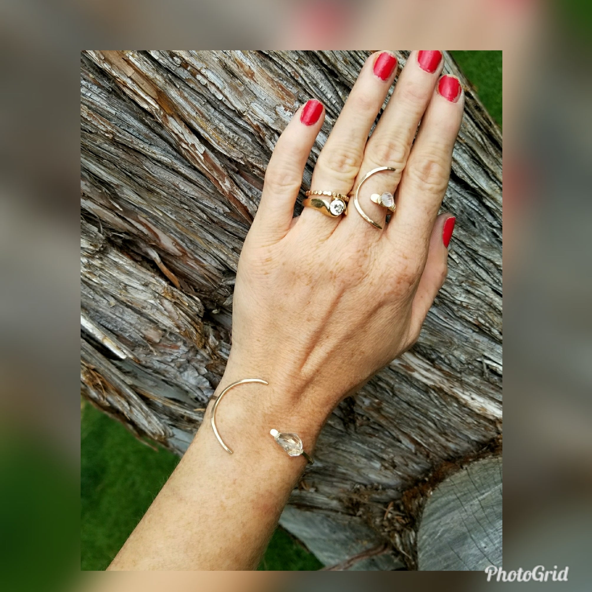 Crescent moon & rock crystal bracelet