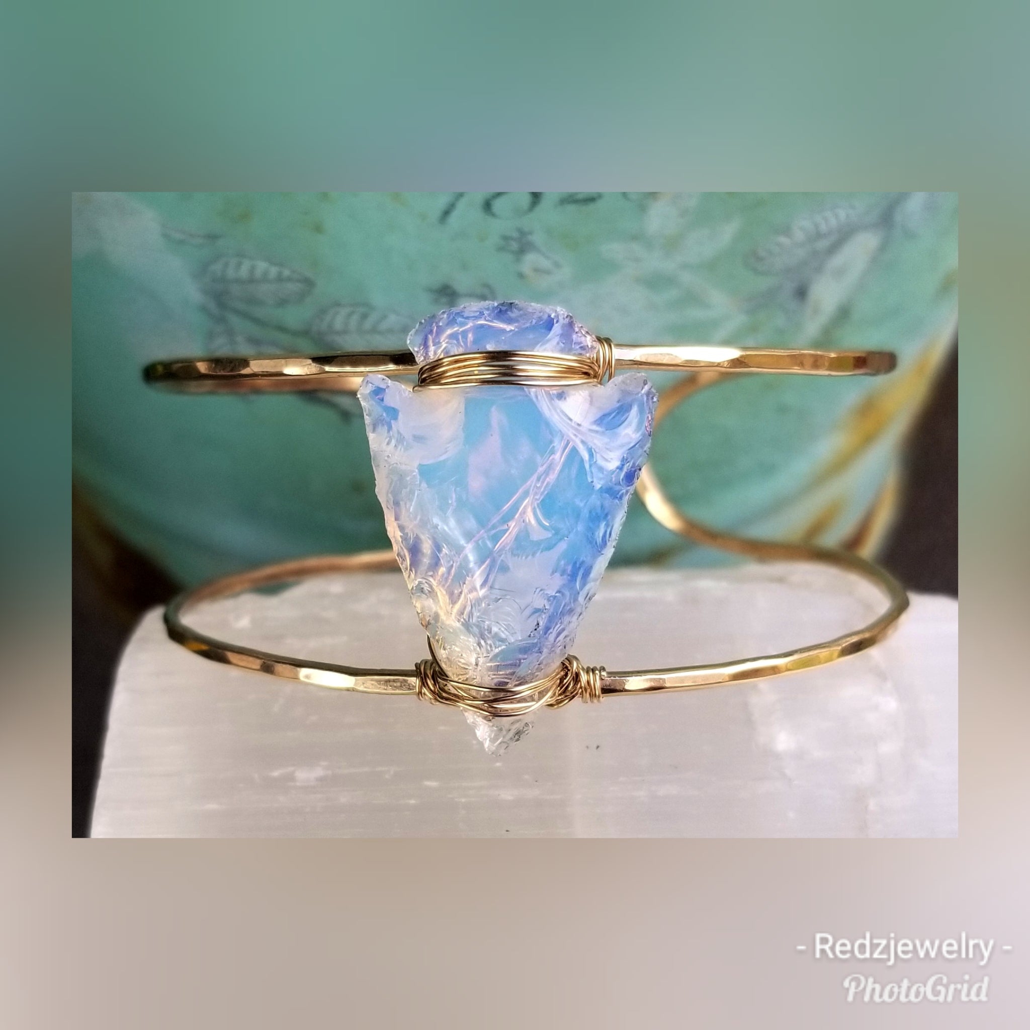 Opalite arrow head Double cuff bracelet