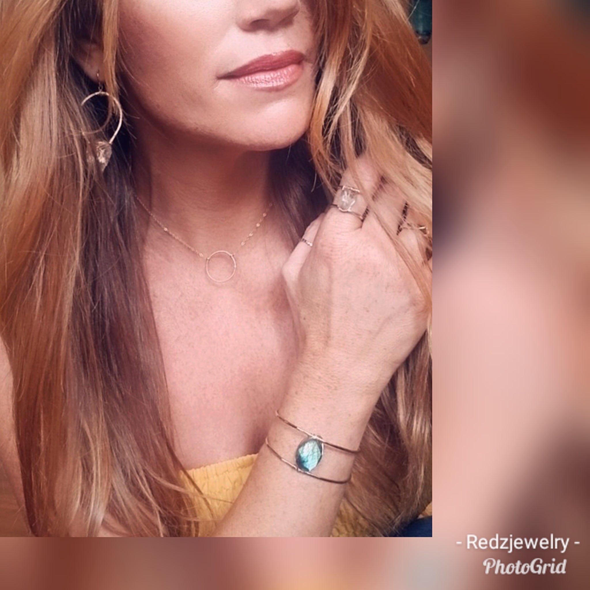 Raw labradorite Double cuff bracelet