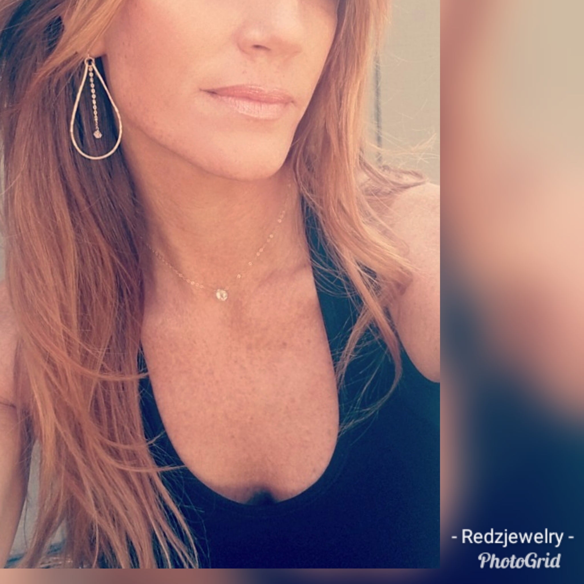 Dangling Herkimer Diamond Hoops