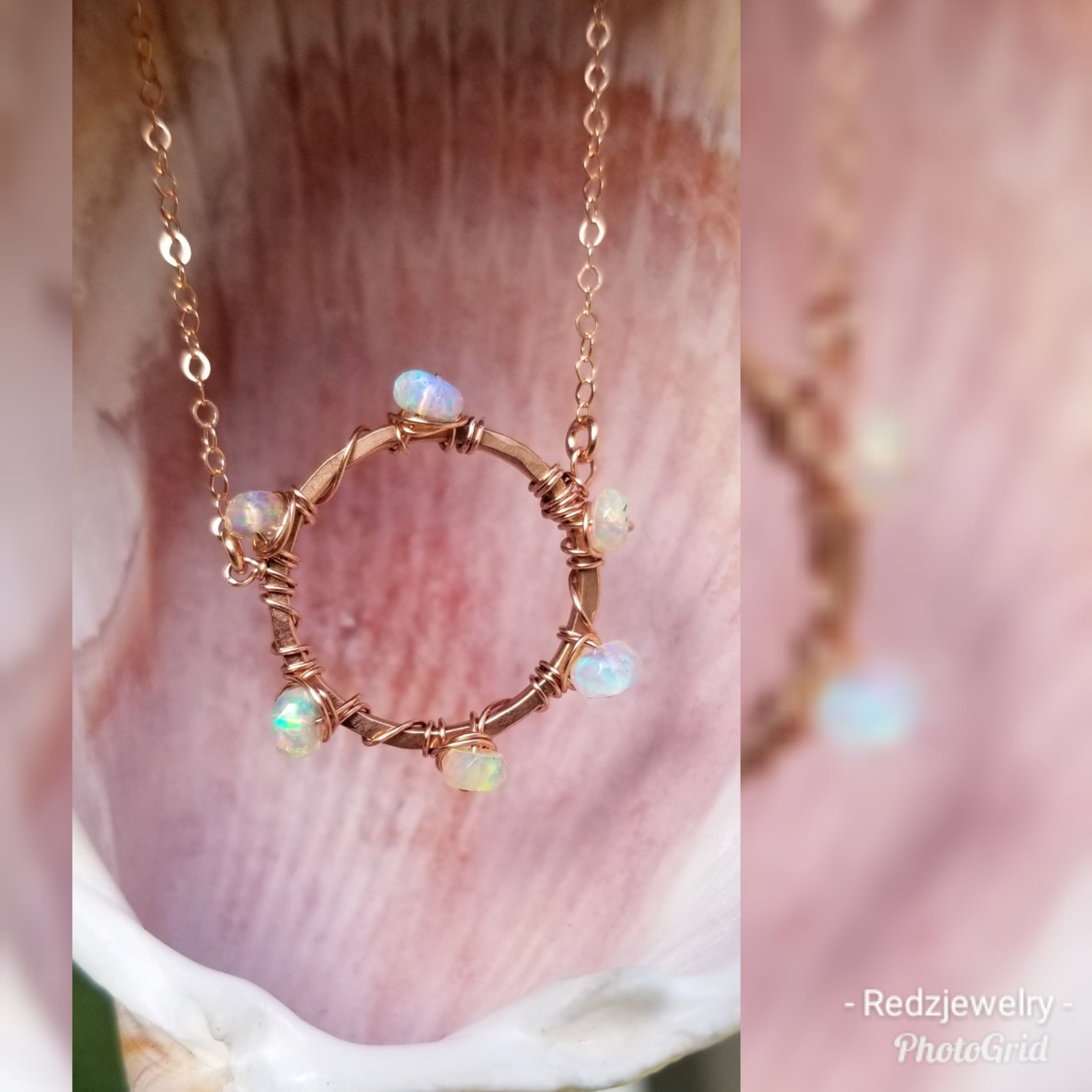 Opal circle necklace