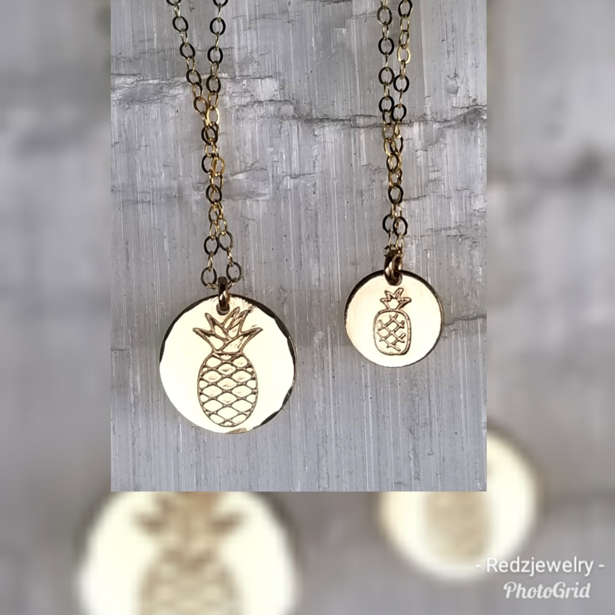 Customizable Mommy & Me Pineapple Coin Necklace Set