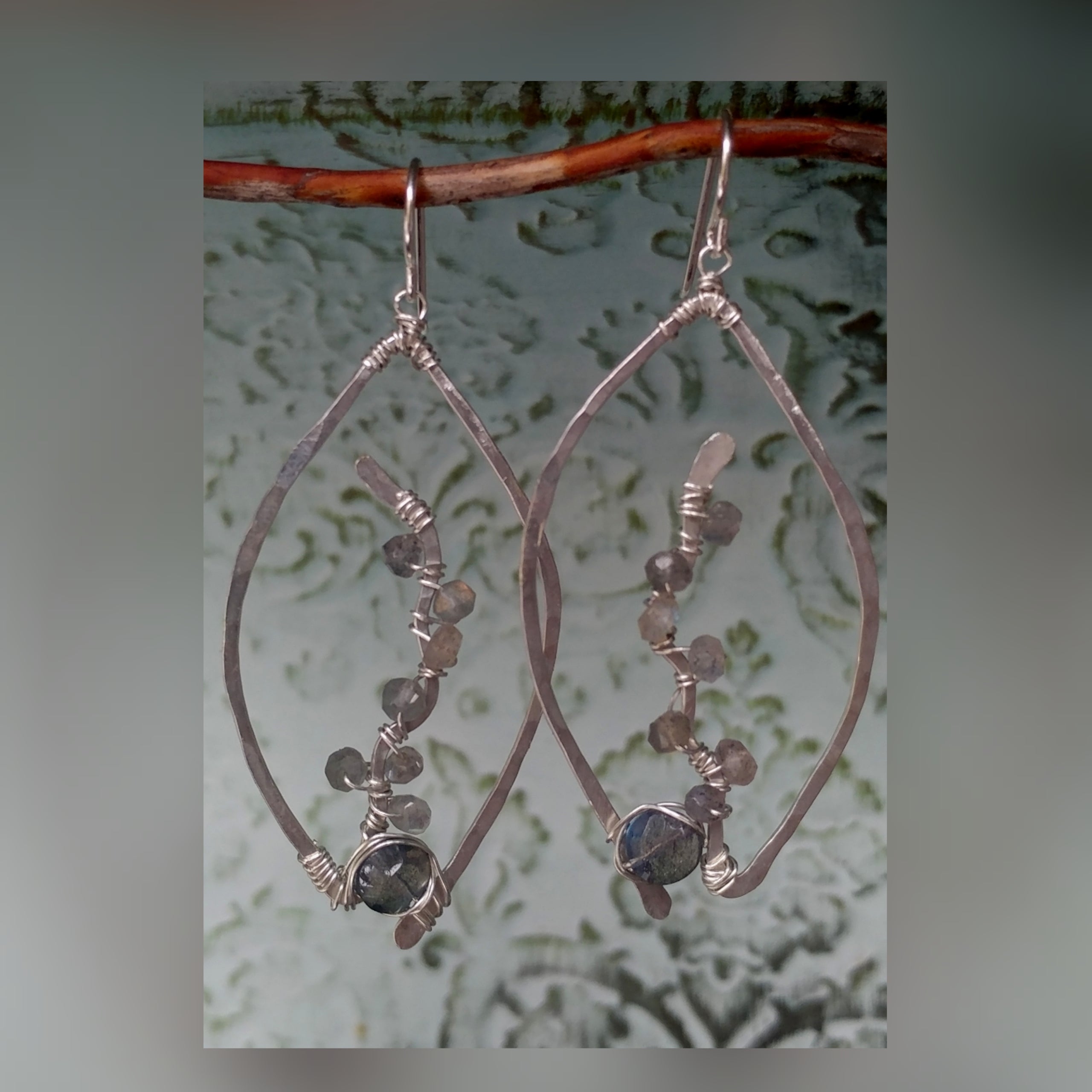 Labradorite Leaf Earrings