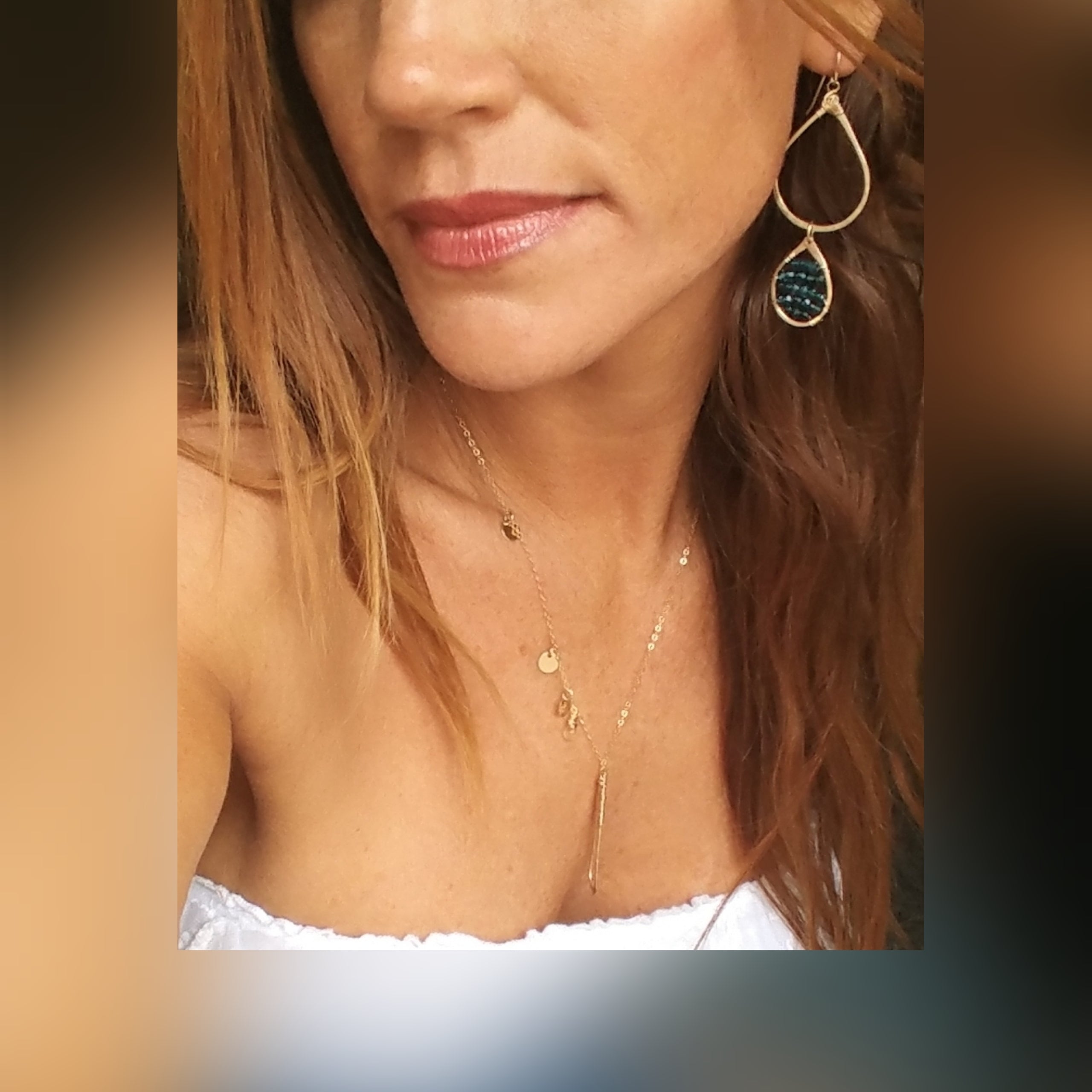 Hammered Embellished Double Hoop Earrings