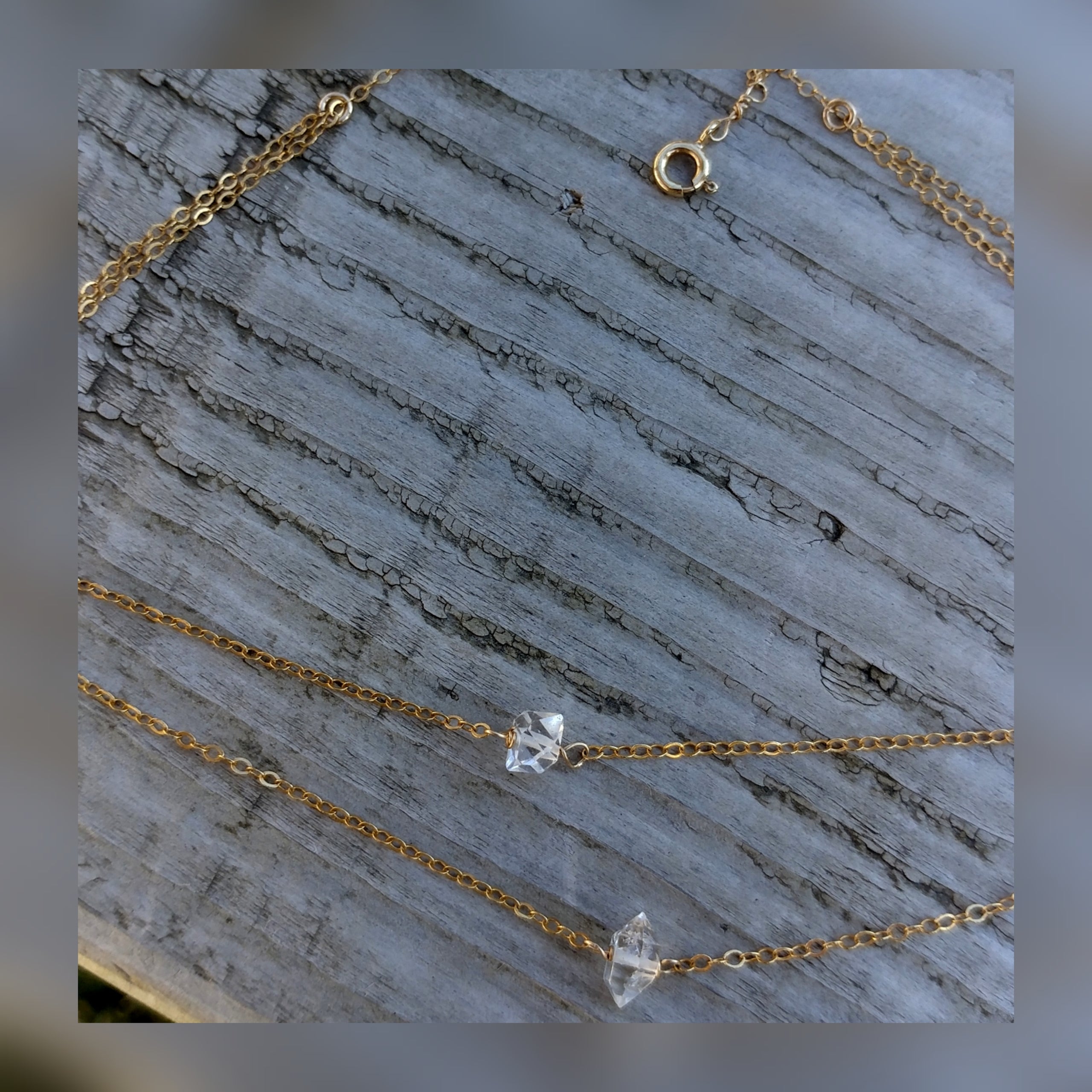 Double Strand Herkimer Diamond Choker Necklace