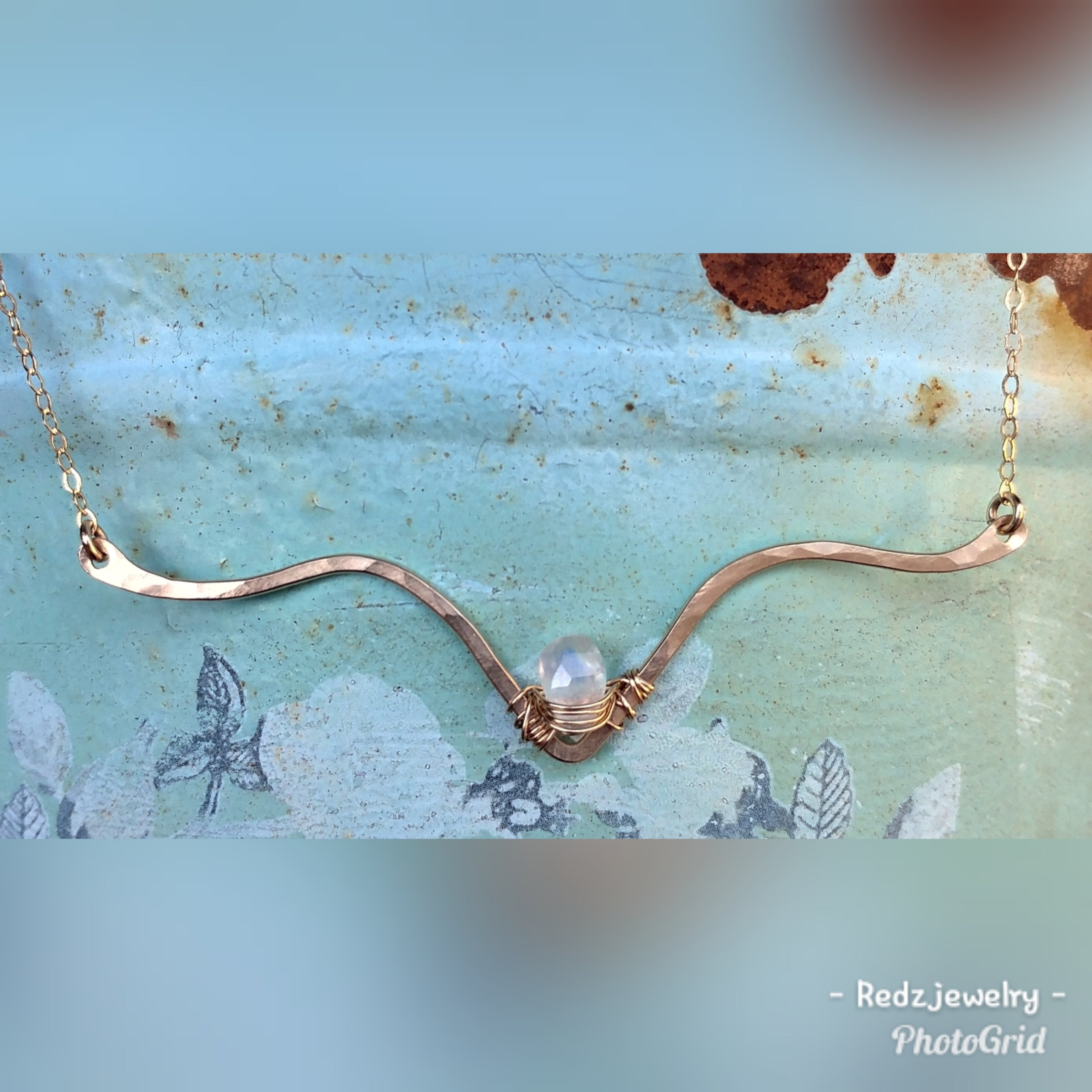 Hammered Moonstone Longhorn Necklace