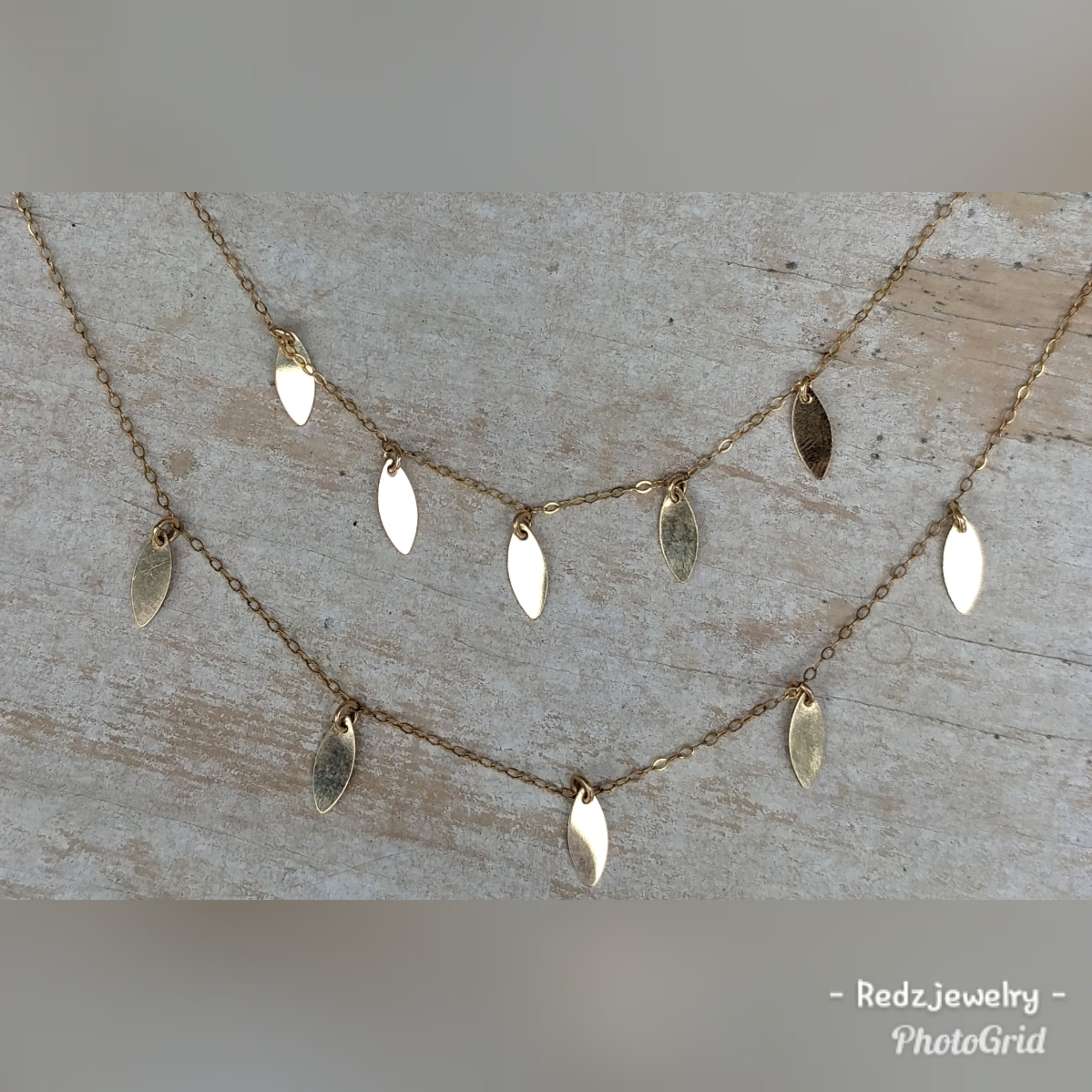 Customizable Mommy & Me Marquise Coin Hammered Necklace Set