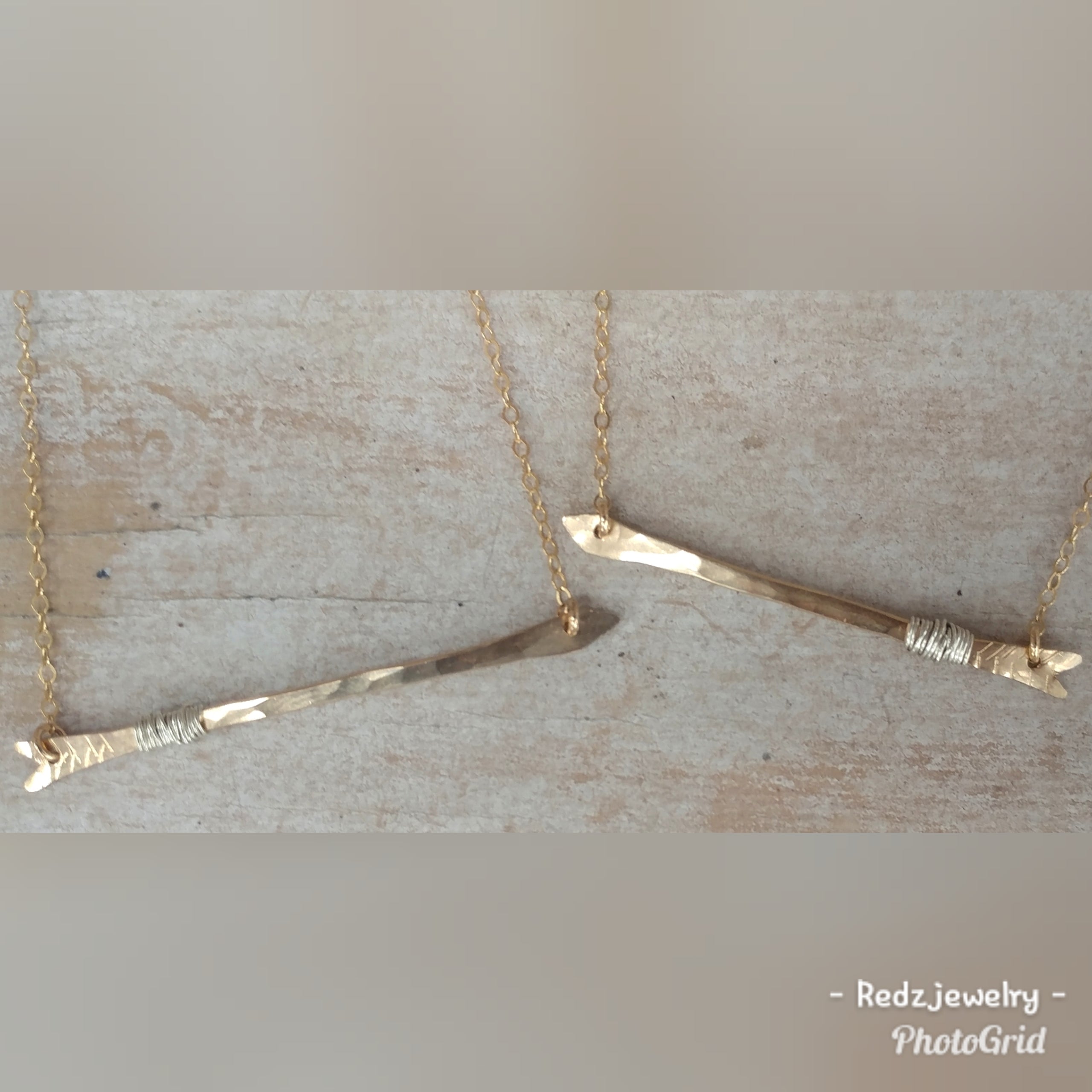 Hammered Mommy & Me Arrow Bar Necklace Set