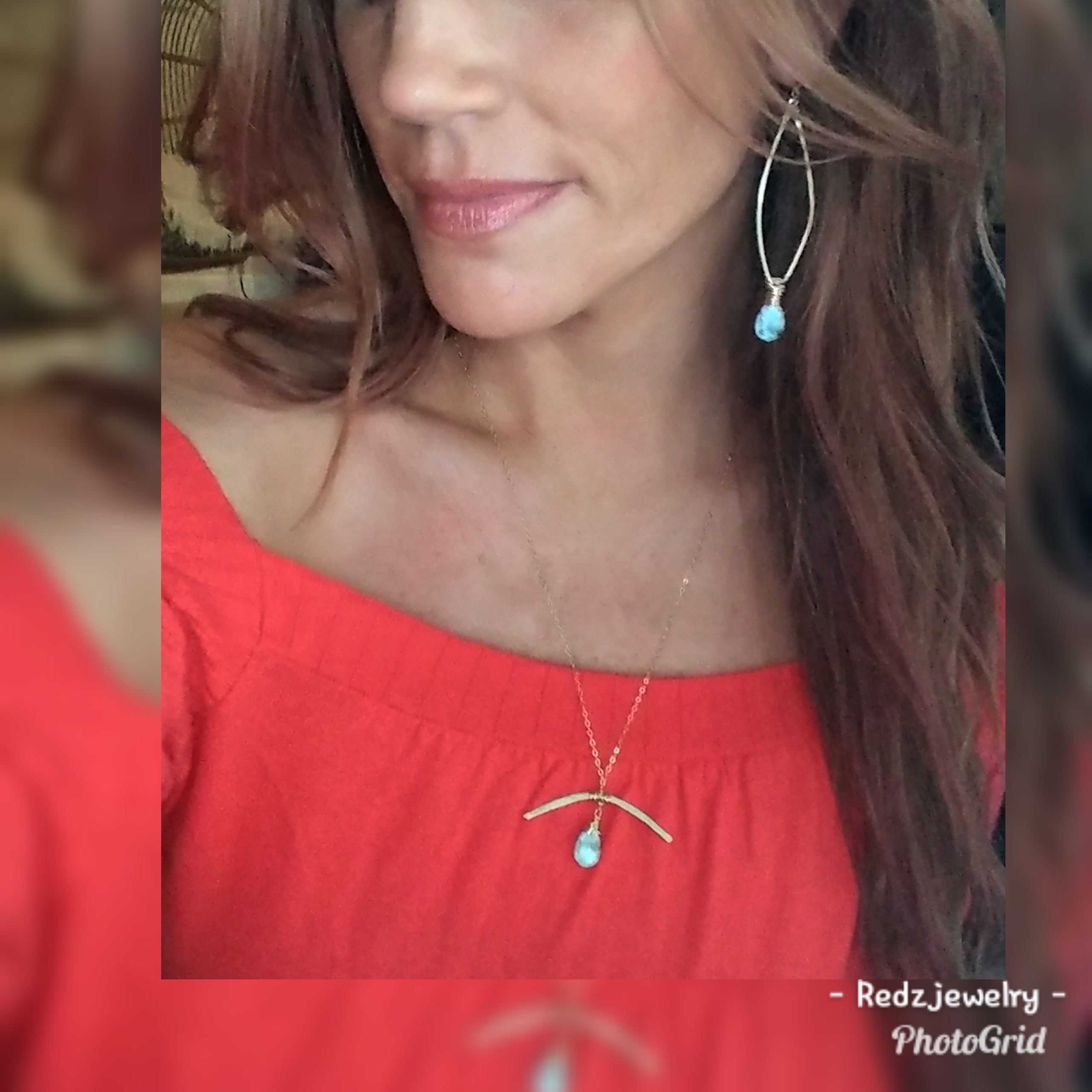 Larimar Drop Arch Necklace