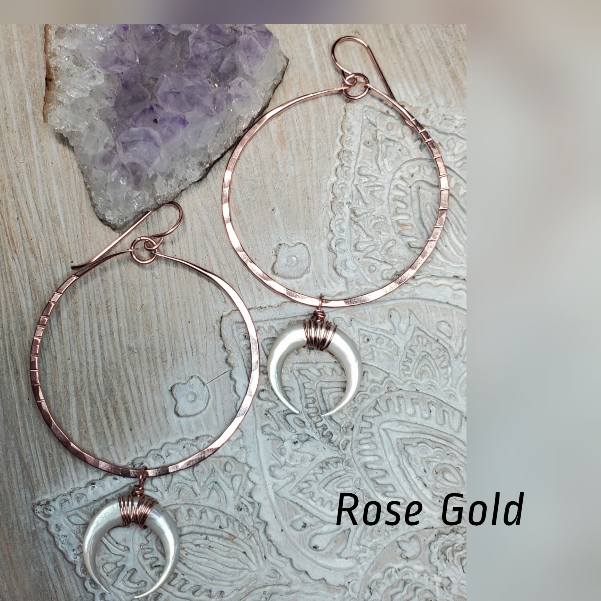 Mother of pearl crescent hoops