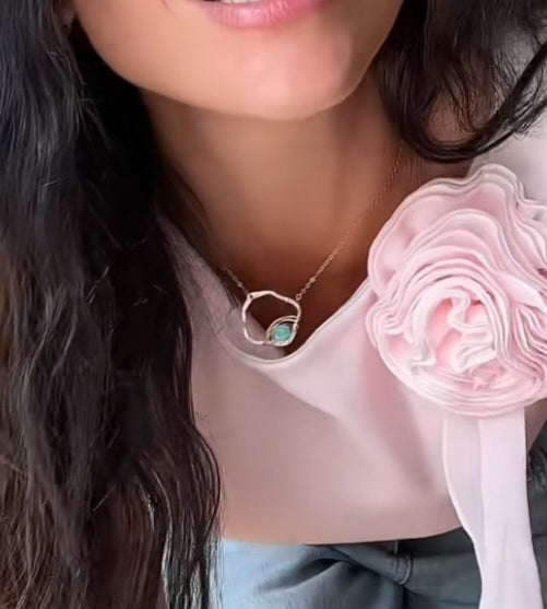 Organic Rose Quartz circle necklace